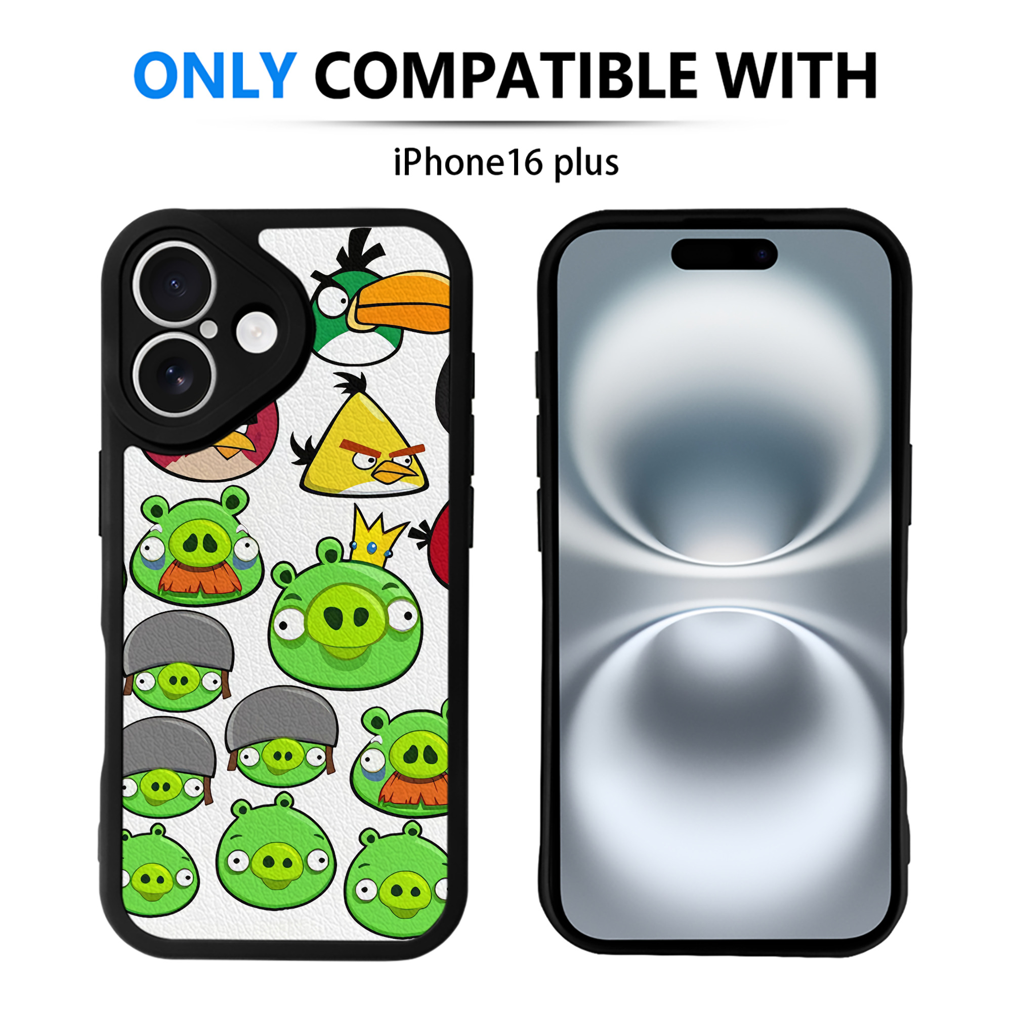 （画像用） Angry Birds アングリーバード 【iPhone 16シリーズ対応】シリコンスマホケース（レザー調） 材質：シリコン